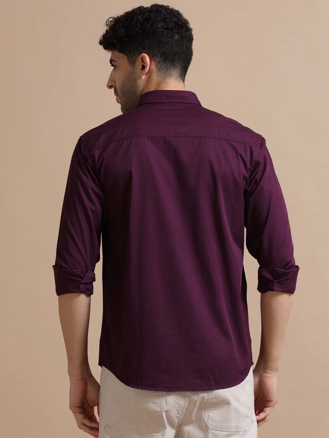 Dark Red Cotton Shirt for Men