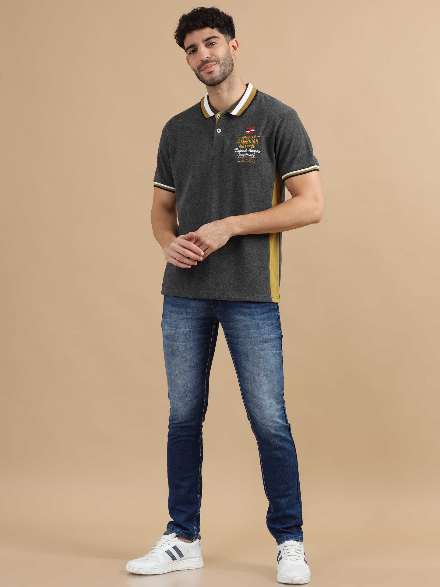 Men Grey Polo T shirt