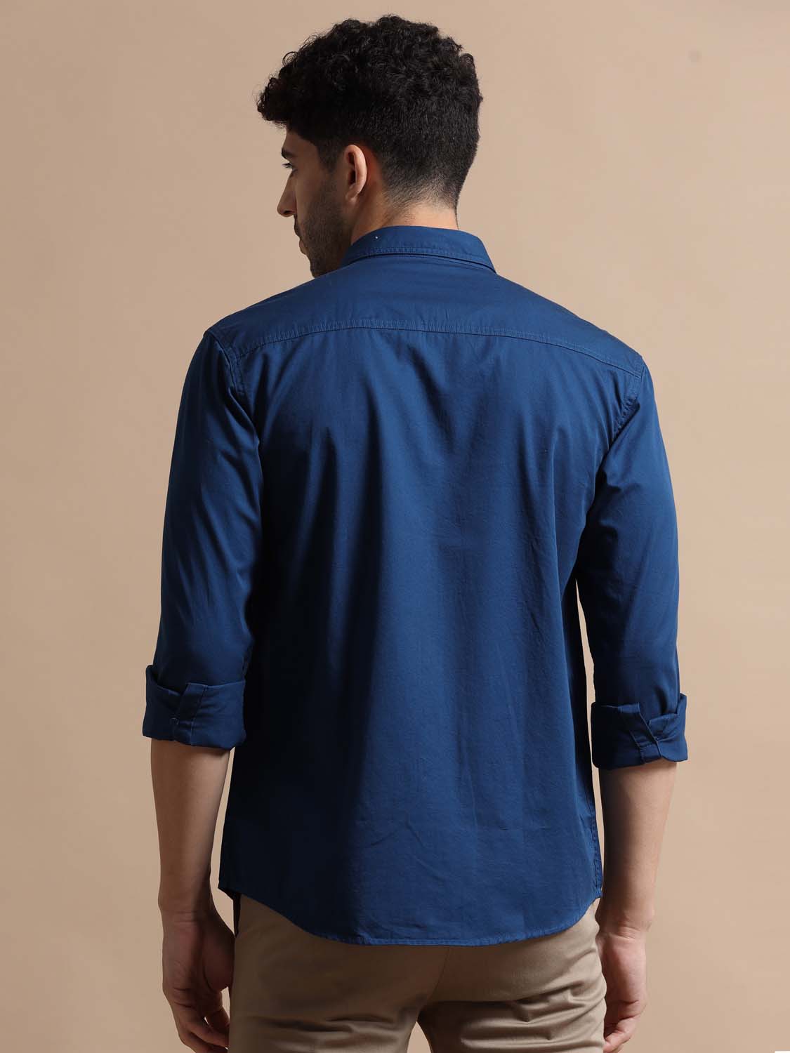 Navy Blue Cotton Shirt for Men