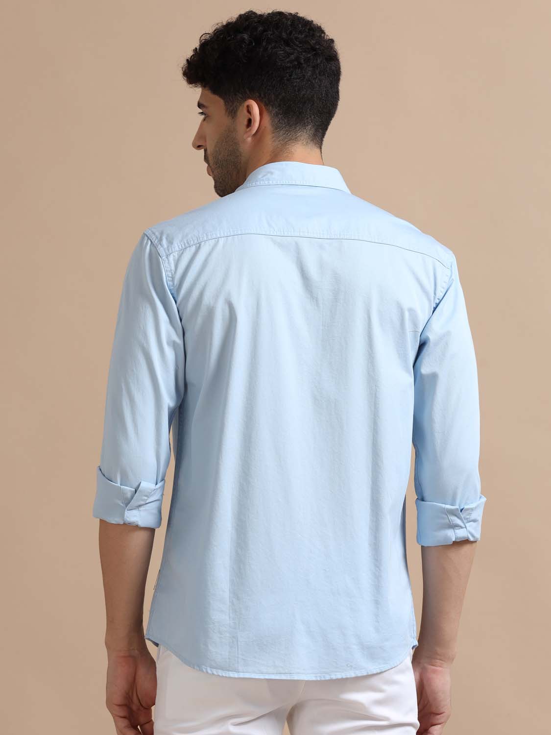 Light Blue Cotton Shirt for Men