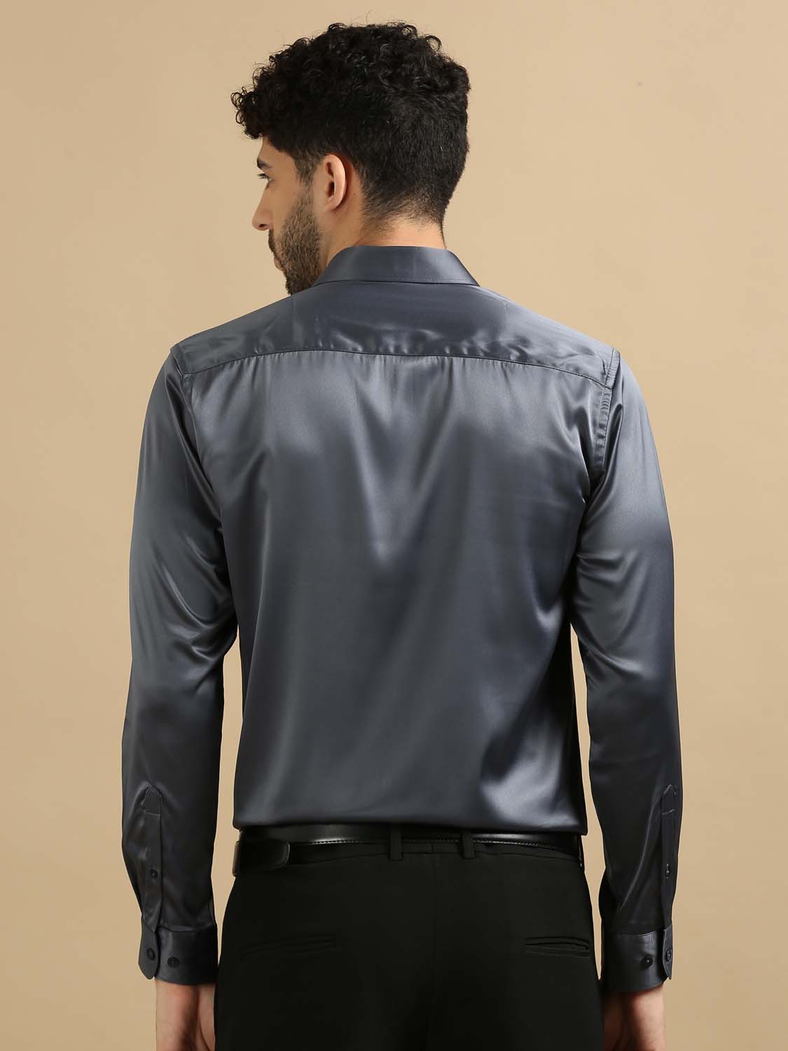 Grey Satin Shirt for Men