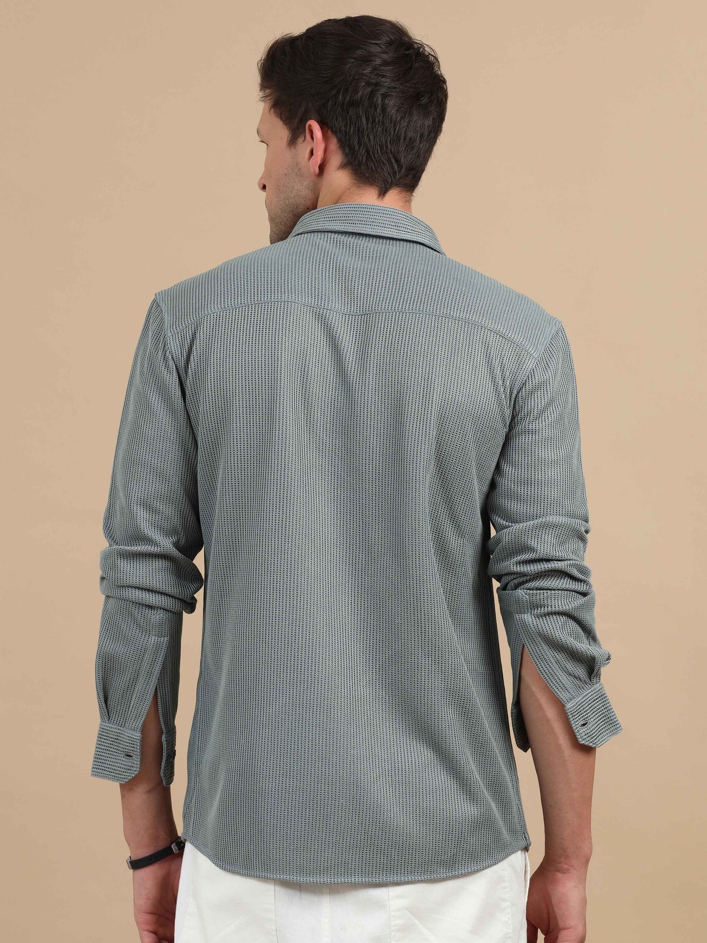 Silver Honeycomb double pocket shirt for men