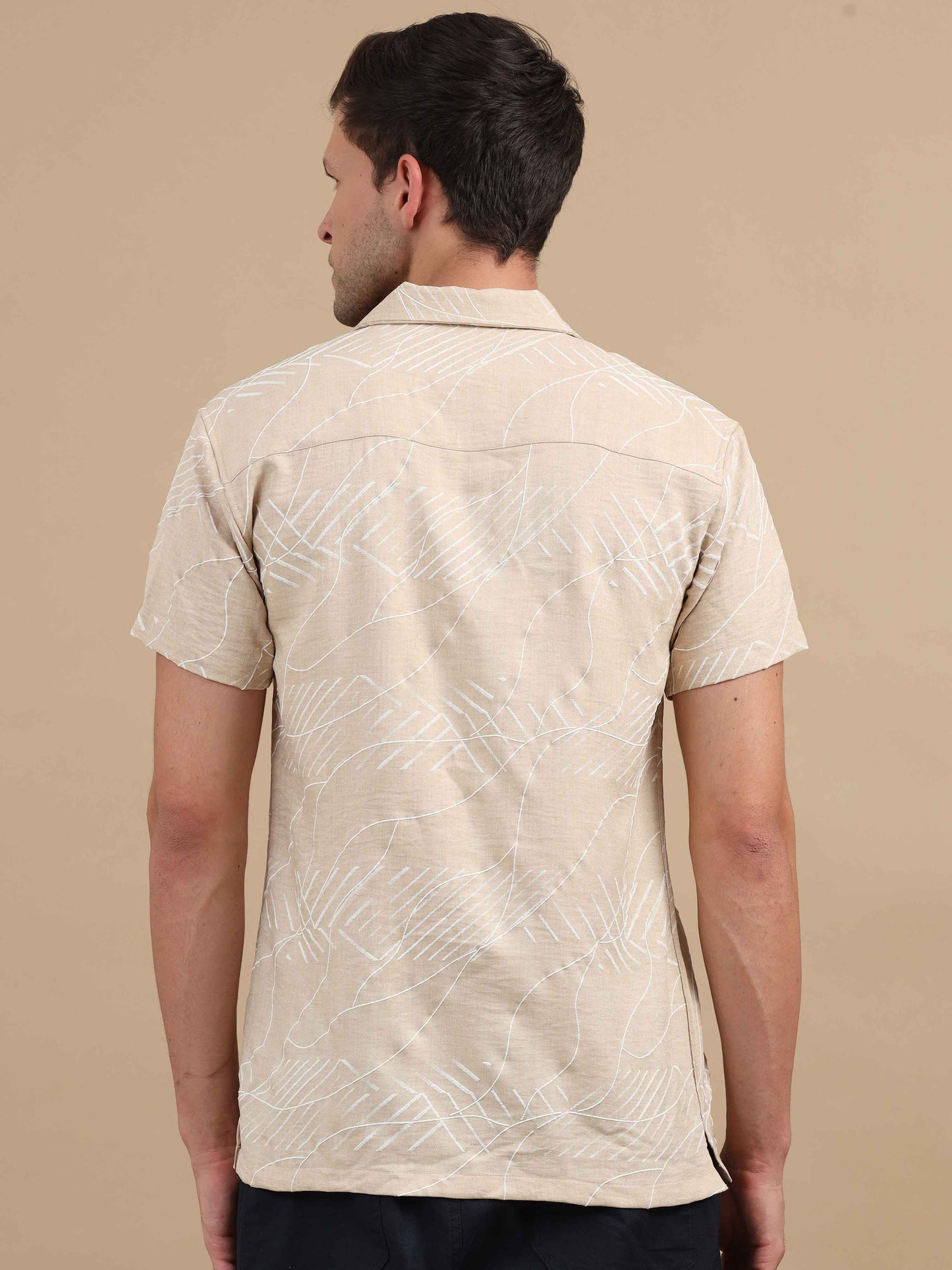 Men Brown cuban collar shirt