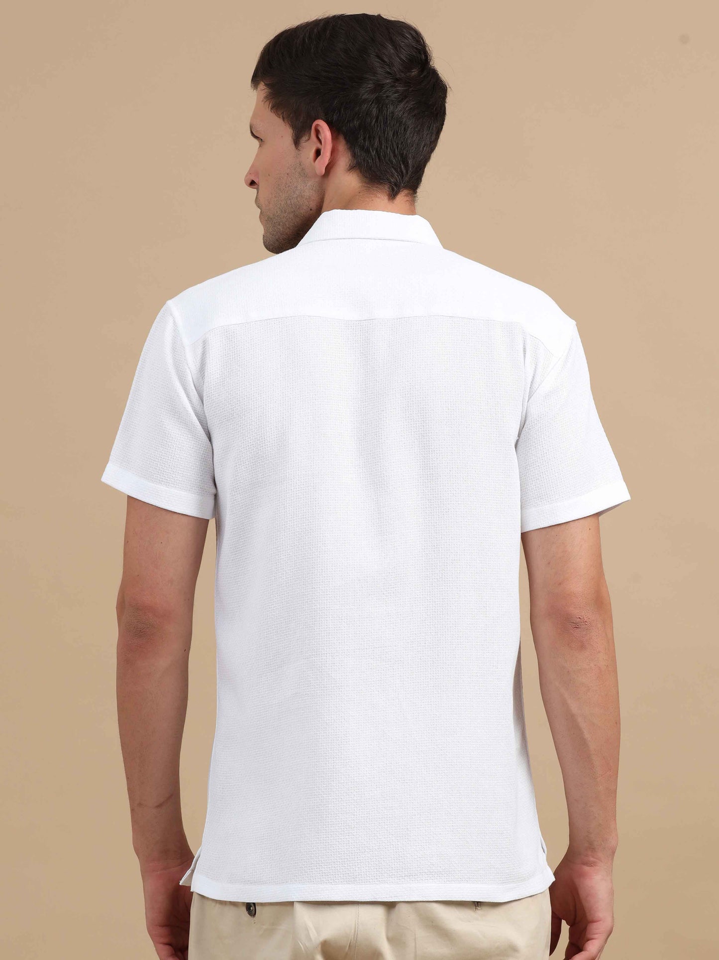 Men Aircraft white double pocket shirt