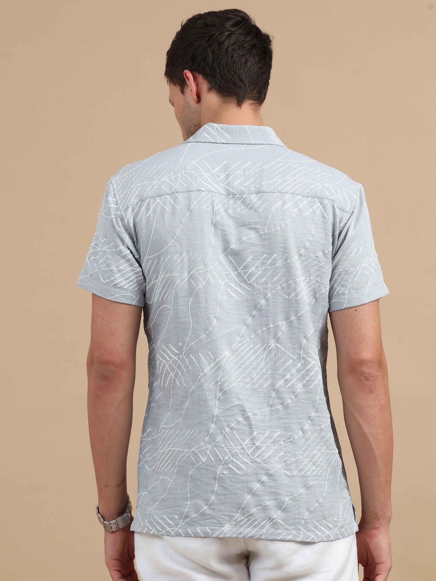 Men's Grey Cuban Collar Shirt