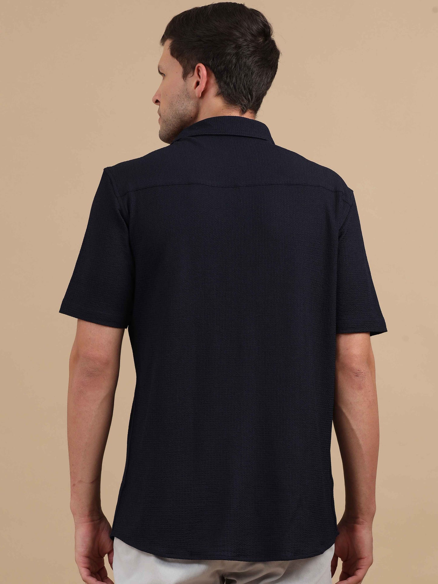 Smooth Crush Aswad half sleeve black shirt