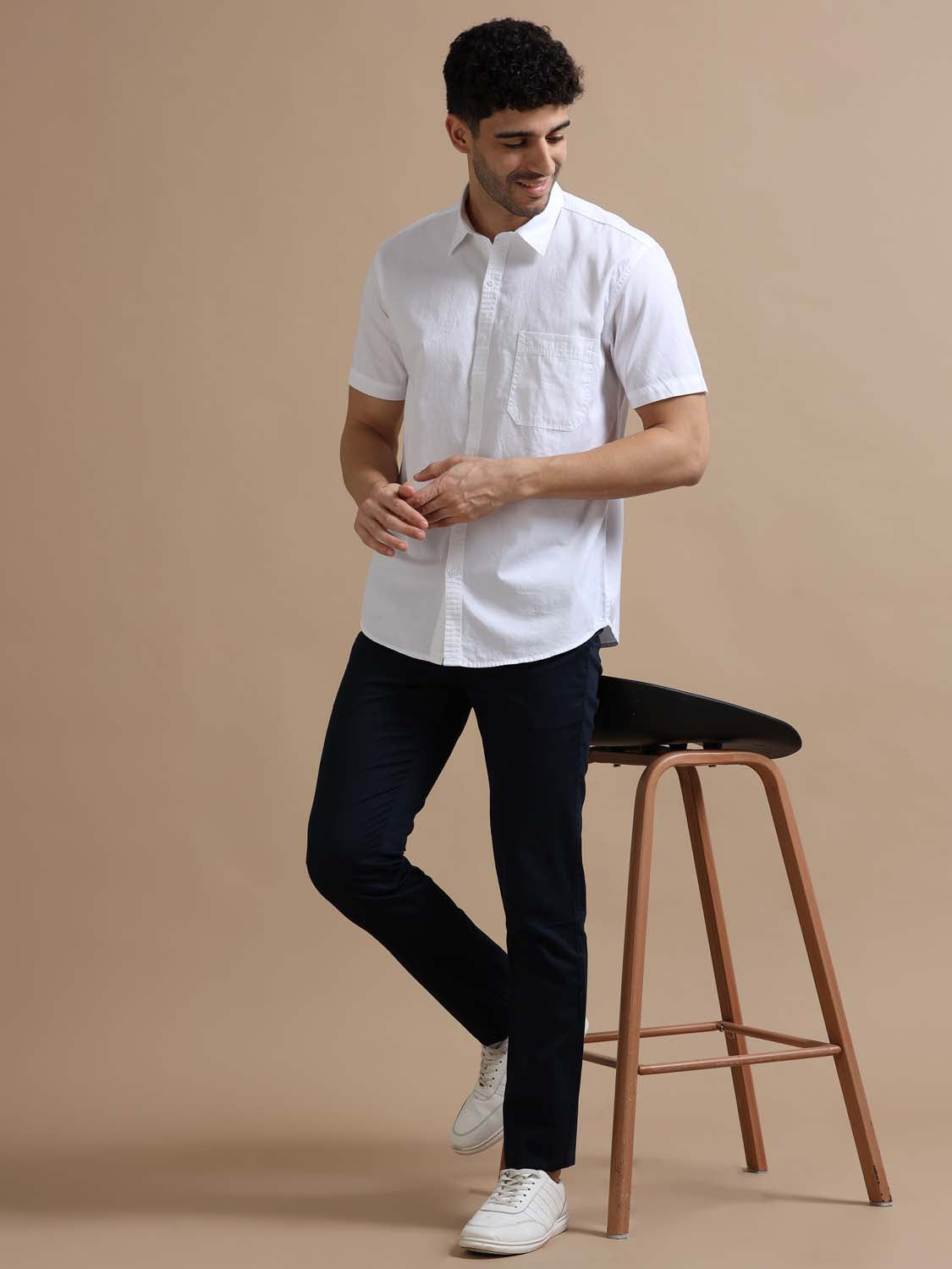 Buy Half Sleeve White Cotton Shirt for Men Online