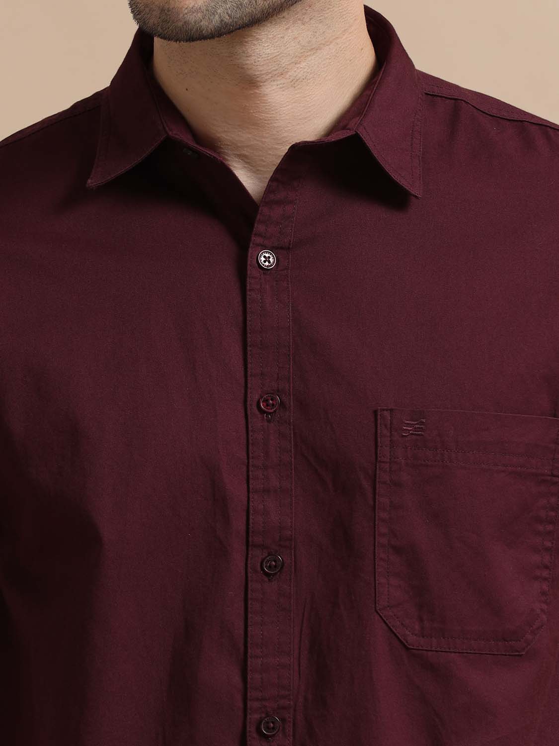 Half Sleeve Dark Red Shirt for Men