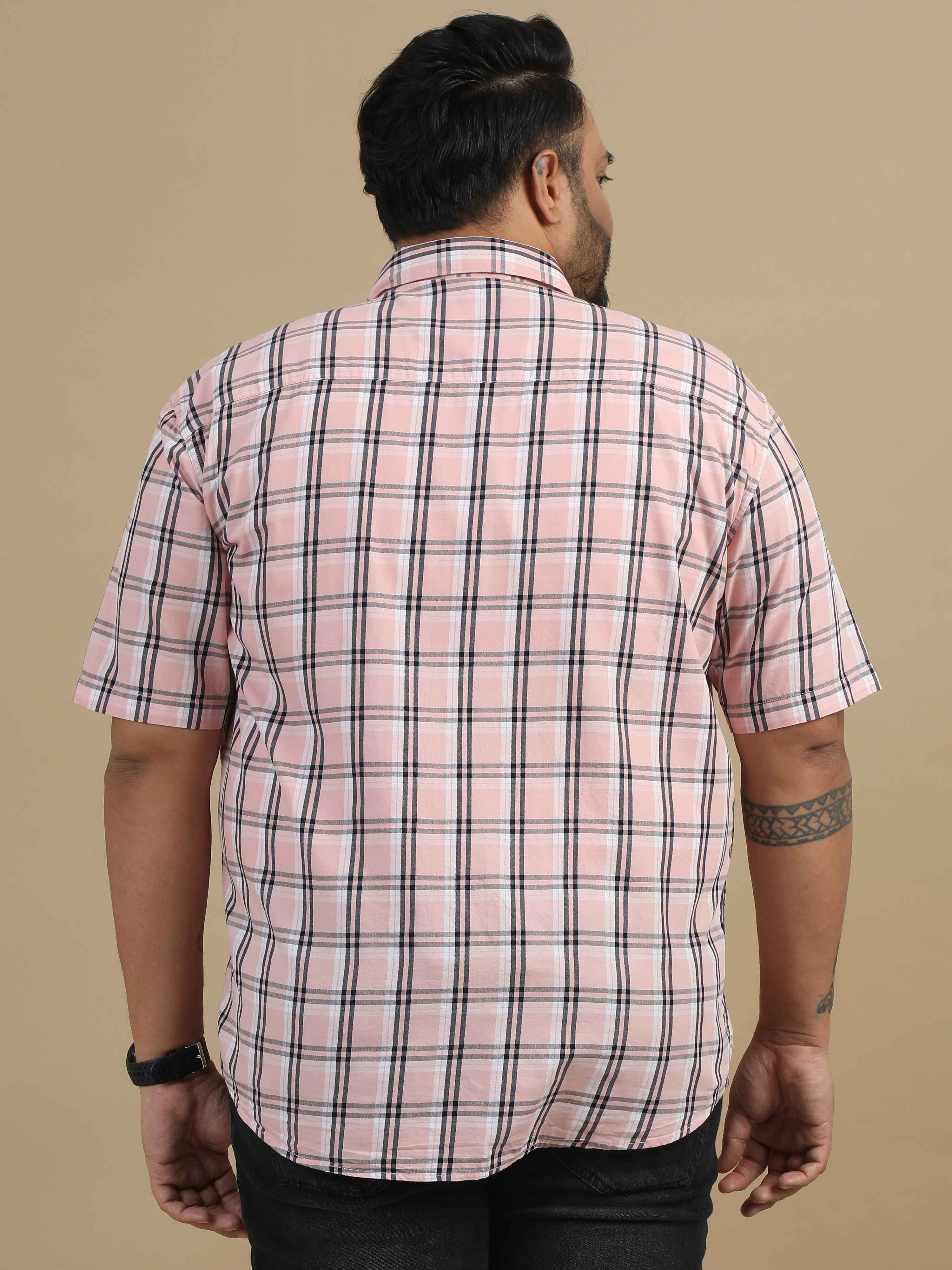 Shop 3XL Light Pink Check Shirt Online India