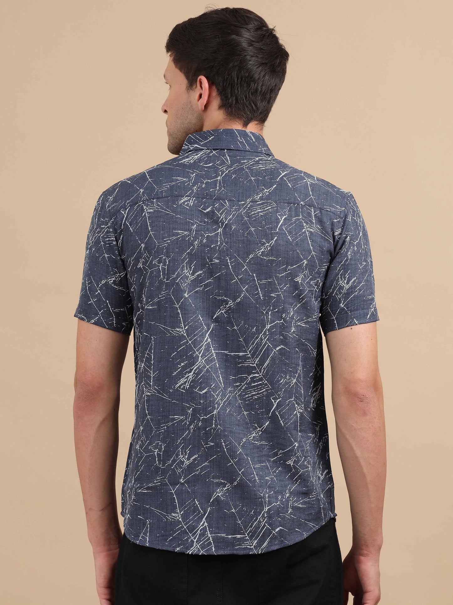 Men Ombre Blue Marble Printed Shirt 