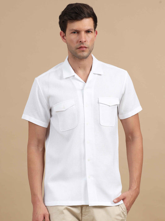 Men Aircraft white double pocket shirt 
